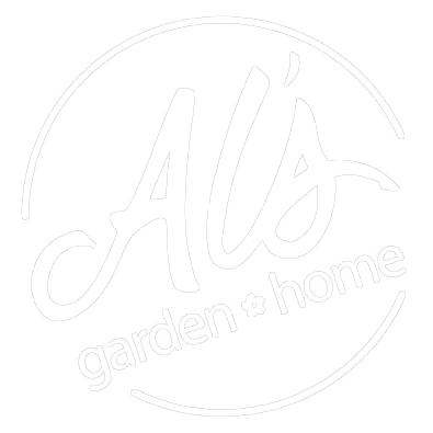 Al's Garden & Home Logo in White